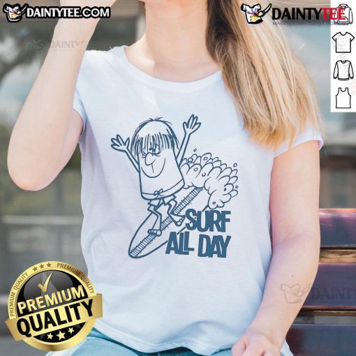 Awesome Surf All Day Ladies Tee featuring a vibrant graphic design, perfect for beach lovers and surfing enthusiasts.