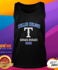Awesome Texas Rangers x Willie Nelson's Tour 2025 tank top featuring vibrant graphics at Germania Insurance.