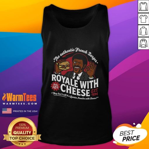 Awesome Authentic French Burger Royale With Cheese Est 1994 tank top featuring a bold graphic design.