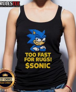 Awesome Too Fast For Rugs Sonic Tank Top featuring vibrant Sonic graphics, perfect for fans and summer style.