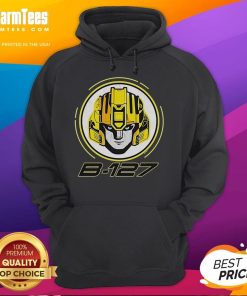 Awesome Transformers One B-127 Face Hoodie featuring vibrant graphics of Bumblebee in a stylish design.