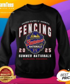 Alt Text: Logo sweatshirt for Awesome United States of America Fencing 2025 Summer Nationals in Milwaukee, Wisconsin.