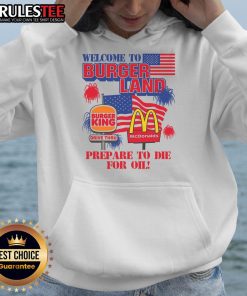 Awesome Welcome to Burgerland Hoodie in vibrant colors, perfect for burger lovers and casual wear enthusiasts.