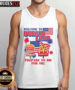 Awesome Welcome to Burgerland tank top featuring a vibrant burger graphic, perfect for food lovers and casual wear.