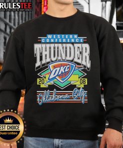 Awesome Western Conference Oklahoma City Thunder 2008 sweatshirt featuring team logo and vibrant colors.