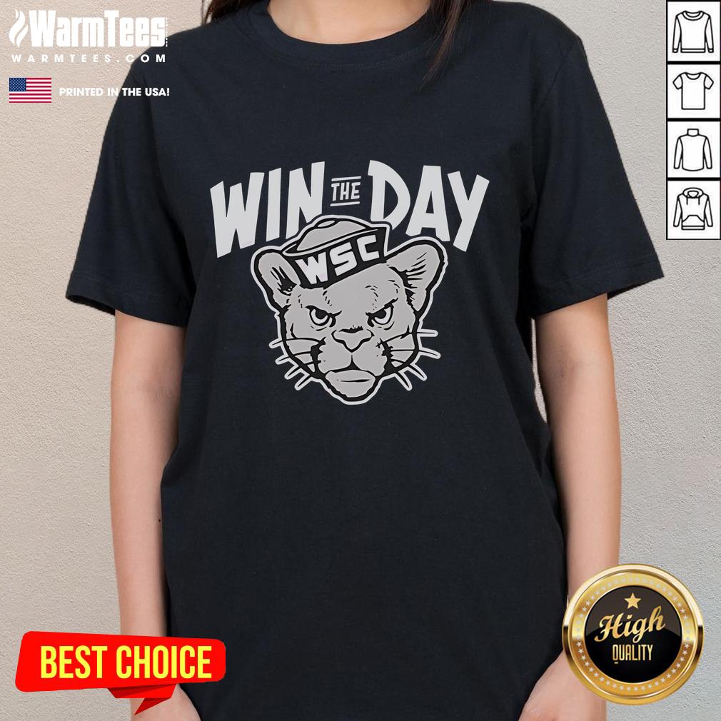 Awesome Win The Day Wsc Cougar Mascot Ladies Tee Awesome Win The Day WSC Cougar mascot ladies tee featuring a vibrant design perfect for school spirit and casual wear.
