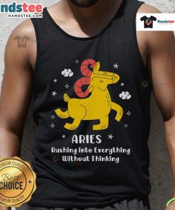 Alt Text: Cute Aries rushing into everything without thinking, sporting a trendy tank top, embodying adventurous spirit.