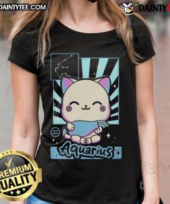 Adorable Kawaii Aquarius ladies tee featuring cute astrology design, perfect for zodiac lovers and fashion enthusiasts.