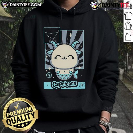 Alt Text: Kawaii Capricorn hoodie featuring cute astrology design, perfect for zodiac fans and cozy fashion lovers.