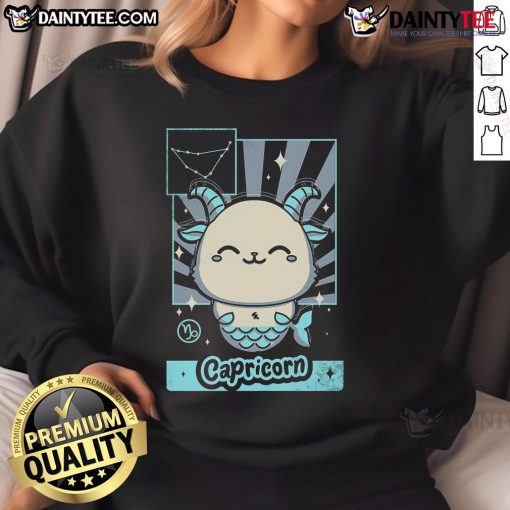Alt Text: Cute astrology kawaii zodiac Capricorn sweatshirt featuring adorable designs and vibrant colors for astrology lovers.