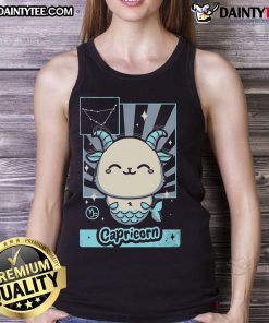 Alt Text: Cute astrology kawaii zodiac Capricorn tank top featuring playful graphics and vibrant colors, perfect for fans.