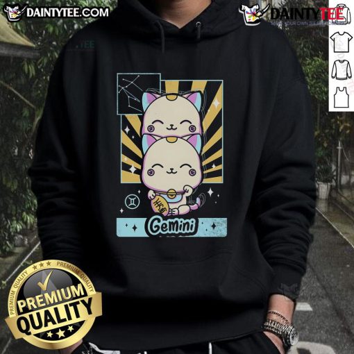 Cute astrology kawaii zodiac Gemini hoodie featuring playful design and vibrant colors, perfect for astrology lovers.