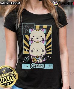 Alt Text: Cute astrology kawaii Gemini ladies tee featuring fun zodiac design, perfect for astrology lovers and fashion enthusiasts.