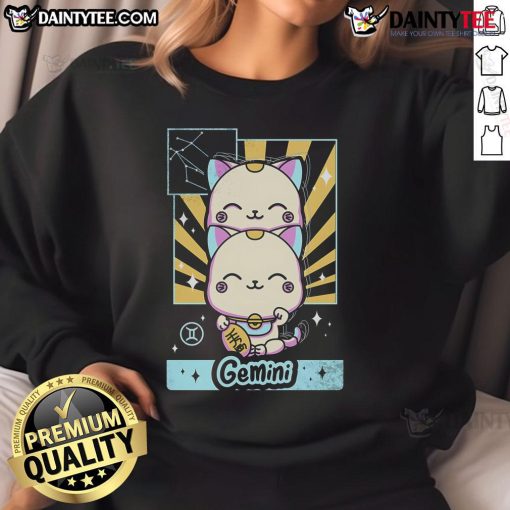 Adorable Kawaii Gemini sweatshirt featuring cute astrology design, perfect for zodiac lovers and cozy casual wear.