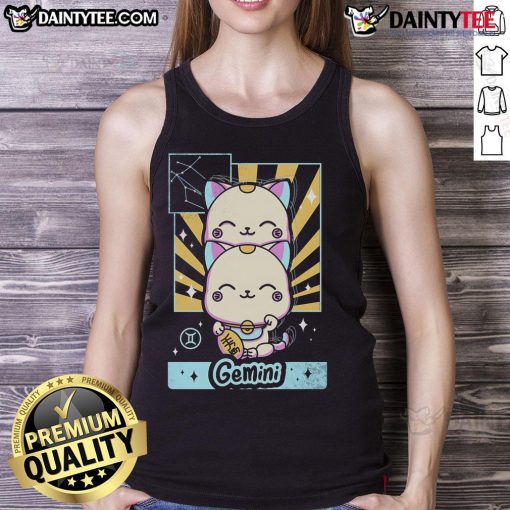 Adorable Kawaii Gemini tank top featuring cute astrology designs perfect for zodiac lovers and fashion enthusiasts.