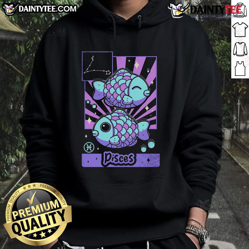 Cute Astrology Kawaii Zodiac Pisces Hoodie Alt Text: Cute astrology kawaii zodiac Pisces hoodie featuring playful design and vibrant colors, perfect for astrology lovers.