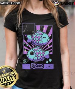 Adorable Kawaii Zodiac Pisces ladies tee featuring cute astrology design, perfect for astrology lovers and fashion enthusiasts.