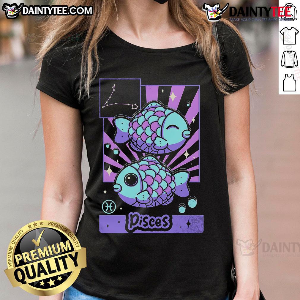Cute Astrology Kawaii Zodiac Pisces Ladies Tee Adorable Kawaii Zodiac Pisces ladies tee featuring cute astrology design, perfect for astrology lovers and fashion enthusiasts.