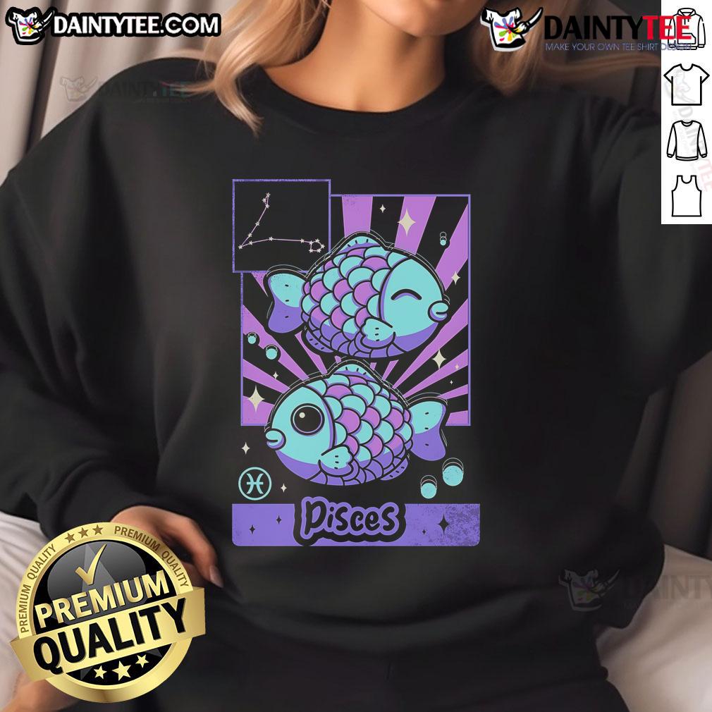 Cute Astrology Kawaii Zodiac Pisces Sweatshirt Adorable Pisces sweatshirt featuring kawaii astrology design with vibrant colors and cute zodiac symbols for astrology lovers.