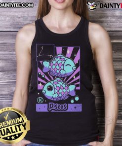 Alt Text: Cute astrology kawaii zodiac Pisces tank top featuring a playful design and vibrant colors for astrology lovers.