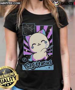 Alt Text: Kawaii Sagittarius ladies tee featuring cute astrology designs and vibrant colors, perfect for zodiac lovers.
