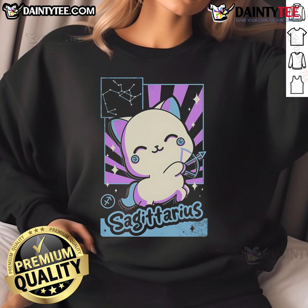 Cute Astrology Kawaii Zodiac Sagittarius Sweatshirt Alt Text: Cute astrology kawaii Sagittarius sweatshirt featuring vibrant designs and zodiac motifs for astrology lovers.