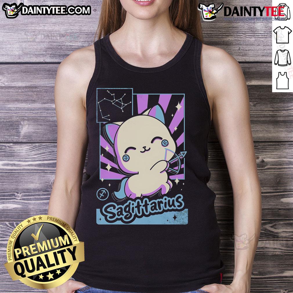 Cute Astrology Kawaii Zodiac Sagittarius Tank Top Alt Text: Cute astrology kawaii zodiac Sagittarius tank top featuring vibrant colors and playful design, perfect for astrology lovers.