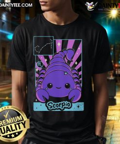 Cute Astrology Kawaii Zodiac Scorpio T-Shirt featuring a whimsical Scorpio design with vibrant colors and playful graphics.