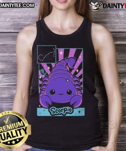 Alt Text: Cute astrology kawaii zodiac Scorpio tank top featuring a playful design and vibrant colors, perfect for astrology lovers.