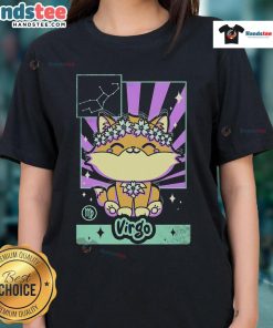 Cute astrology kawaii Virgo ladies tee featuring adorable zodiac graphics and vibrant colors for astrology lovers.