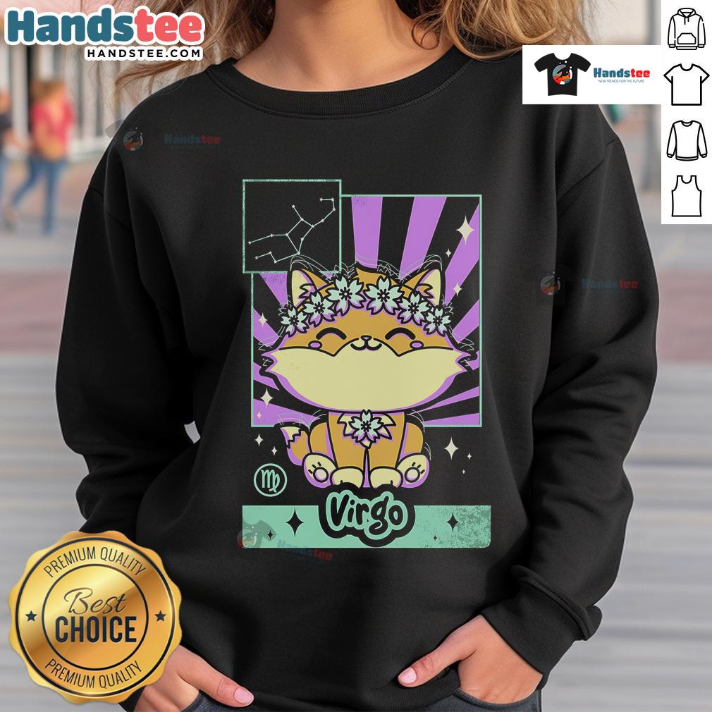 Cute Astrology Kawaii Zodiac Virgo Sweatshirt Alt Text: Cute astrology kawaii Virgo sweatshirt featuring a charming zodiac design and vibrant colors, perfect for astrology lovers.
