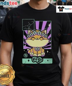 Cute astrology kawaii Virgo zodiac t-shirt featuring a fun design perfect for astrology lovers and fashion enthusiasts.