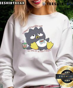Alt Text: Cute Badtz Maru sweatshirt featuring a playful design about feeling full and sleepy, perfect for cozy days.