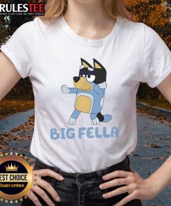 Cute big fella blue dog graphic on a ladies tee, perfect for dog lovers and casual wear.