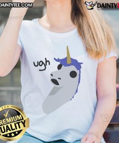 Alt Text: Cute Bjorn Von Unicorn Ugh Land of Poptopia ladies tee featuring a colorful unicorn design on a comfortable shirt.