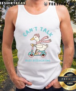 Cute duck tank top featuring a duck with a busy, dissociating expression, perfect for casual wear and animal lovers.
