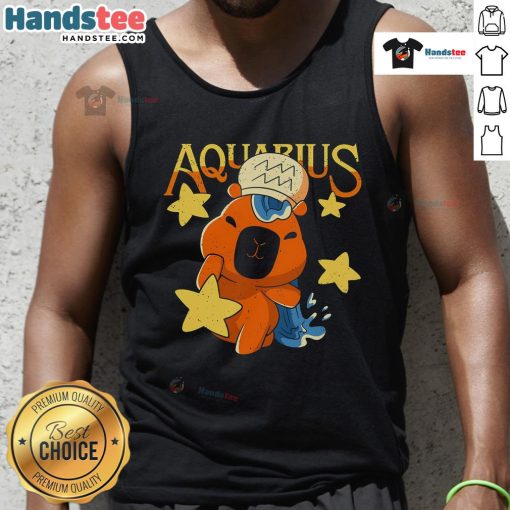 Alt Text: Cute capybara Aquarius tank top featuring an adorable capybara design, perfect for astrology lovers and summer wear.