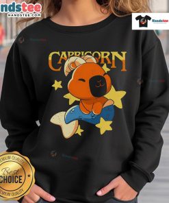 Alt Text: Cute capybara Capricorn sweatshirt featuring a playful capybara design, perfect for zodiac and animal lovers.
