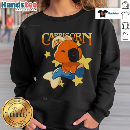 Alt Text: Cute capybara Capricorn sweatshirt featuring a playful capybara design, perfect for zodiac and animal lovers.