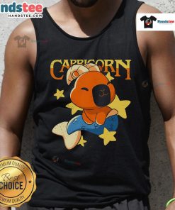 Adorable capybara graphic on a Capricorn tank top, perfect for animal lovers and zodiac enthusiasts.