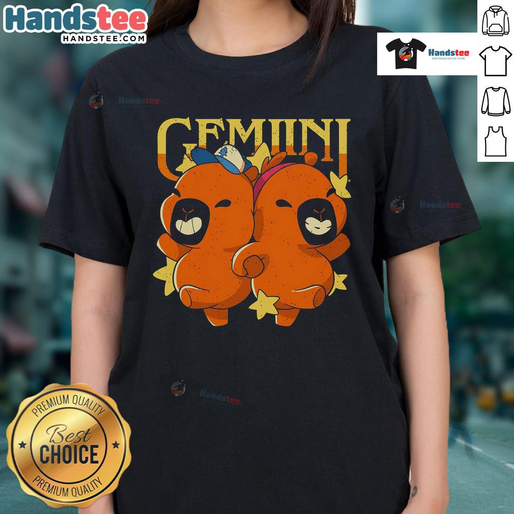 Cute Capybara Gemini Ladies Tee Cute capybara Gemini ladies tee featuring a playful capybara design, perfect for astrology fans and animal lovers.