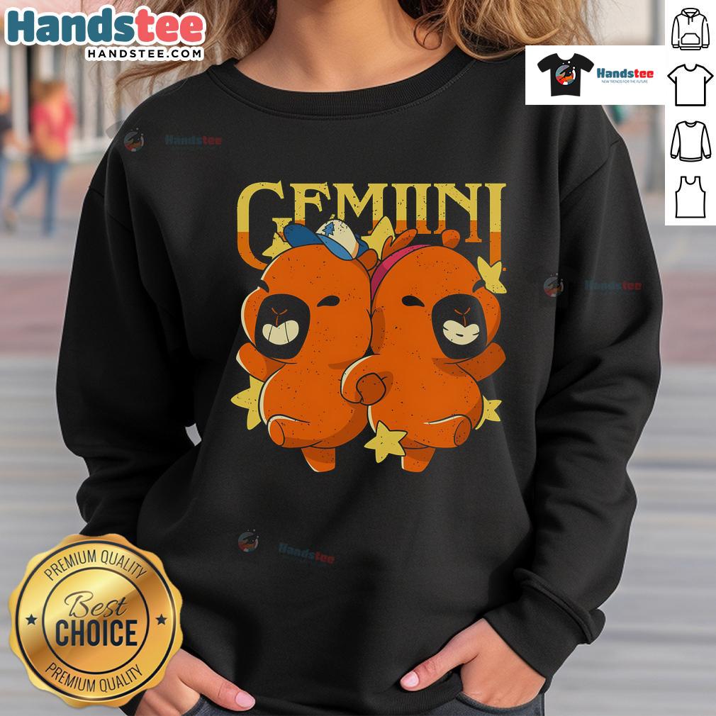 Cute Capybara Gemini Sweatshirt Adorable cute capybara Gemini sweatshirt featuring a playful capybara design, perfect for astrology lovers.