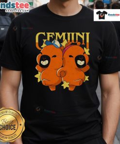 Adorable Cute Capybara Gemini T-Shirt featuring a playful capybara design perfect for zodiac lovers and casual wear.