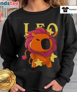 Cute Capybara Leo Sweatshirt featuring an adorable capybara design, perfect for animal lovers and cozy fashion.