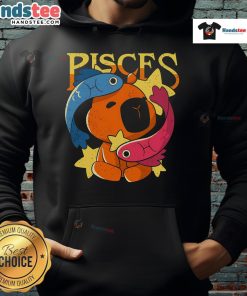 Adorable capybara hoodie featuring Pisces design, perfect for casual wear and animal lovers.