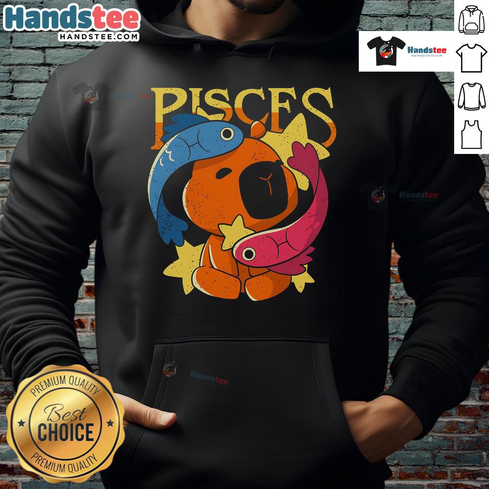 Cute Capybara Pisces Hoodie Adorable capybara hoodie featuring Pisces design, perfect for casual wear and animal lovers.