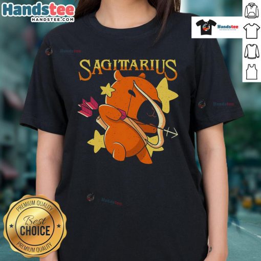 Alt Text: Cute capybara design on a Sagittarius ladies' tee, perfect for zodiac fans and animal lovers.