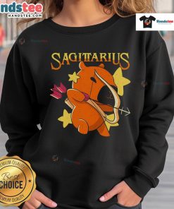 Alt Text: Adorable capybara wearing a Sagittarius-themed sweatshirt, perfect for zodiac lovers and animal enthusiasts.