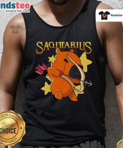 Adorable cute capybara Sagittarius tank top design featuring a capybara with astrological symbols, perfect for zodiac lovers.