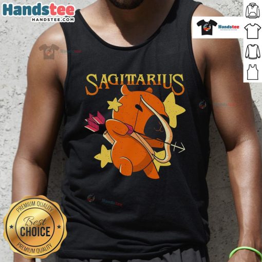 Adorable cute capybara Sagittarius tank top design featuring a capybara with astrological symbols, perfect for zodiac lovers.